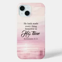 "He Made Everything Beautiful"  Watercolor Sunset iPhone 15 Case