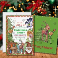 Funny Let's Get Elfed Up Christmas Party Invitation