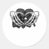 Sunand One Skeleton Heart Hands Unique Expression Classic Round Sticker