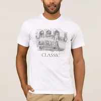 *~* Retro Classic Vintage Antique Car Sketch Man T-Shirt