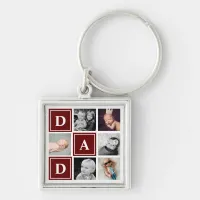 Dad Maroon Custom Photo Collage Keychain