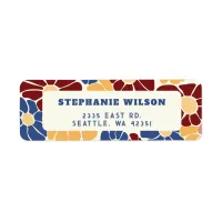 Retro Groovy Boho Chic Floral Wedding Label