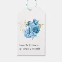 Pastel Blue and Gold Floral Wedding Gift Tags