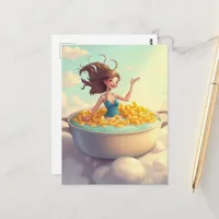 woman in a casserole dish pool postcard