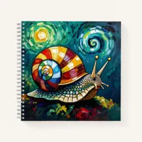 Vibrantly Colorful Impasto Whimsical Snail Notebook