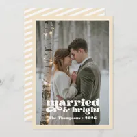 Winter White & Champagne Newlyweds Christmas Holiday Card