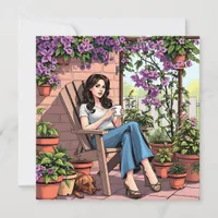 Pretty Lady Drinking Coffee Relaxing Outside