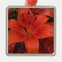 Raindrops on a Lily Metal Ornament