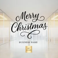 Christmas black script business logo clear window cling