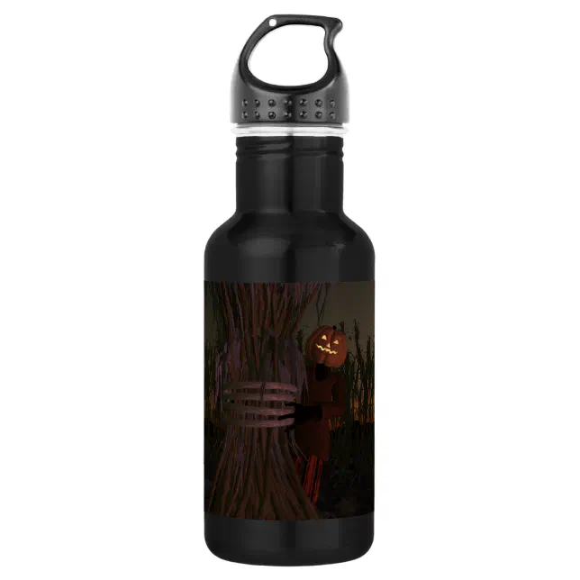 Spooky Pumpkin Head Scarecrow Stainless Steel Water Bottle