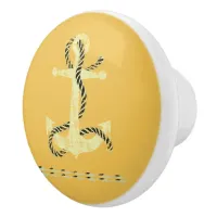 Distressed Anchor Yellow DADB Ceramic Knob