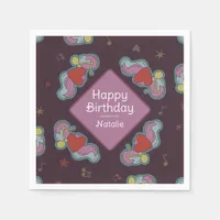 Music Lover Doodles Theme Birthday Party Pink Napkins