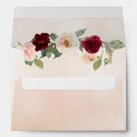 Rustic Modern Burgundy Peach Floral Fall Wedding Envelope