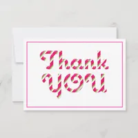 Pink Candy Cane Baby Shower Thank You Card