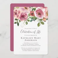 Budget Pink Floral Celebration of Life Invitation