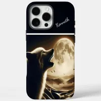 Wolf Howling at Full Moon iPhone 16 Pro Max Case