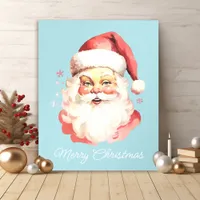 Blue Vintage Retro Santa Claus Merry Christmas Acrylic Photo Tile