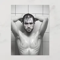 Sexy Shower Man Postcard