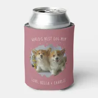 Fun Custom Pet Photo Splash Best Dog Mom Rose Gold Can Cooler