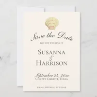 Vintage Single Seashell Wedding Save the Date