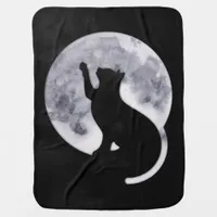 Black Cat and the Moon Baby Blanket