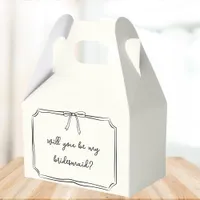 Handwritten Coquette Bow Bridesmaid Proposal Gift Favor Boxes