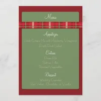 Crimson & Evergreen Christmas Wedding Menu Card