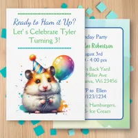 Hamster Themed Boy's Birthday Party Invitation