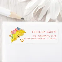 Spring Umbrella Floral Baby Shower Return Address  Label