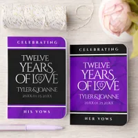 Elegant 12th Silk Wedding Anniversary Celebration Foil Vow Books