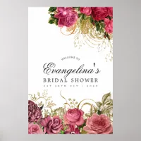 Vintage Rose Gold and Blush Bridal Shower Welcome Poster