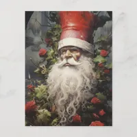 Christmas Gnome in a Rose Bush Postcard