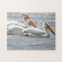 American Pelicans Swimming in the Mississippi Rive Jigsaw Puzzle