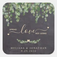 Rustic Eucalyptus Wedding Spread Love Not Germs  Square Sticker