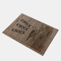 Knock Knock Woodland Woodpecker Bird Rustic Nature Doormat