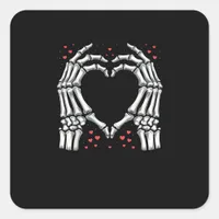 Skeleton Hand Heart Valentines Day Funny Couple Square Sticker