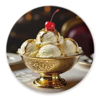 Ice Cream Sundae with Gold Syrup   Ceramic Knob