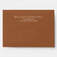 Burnt Orange Script Return Address Envelope