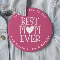 Best Mom Mom Ever Heart Names Berry Pink White Button