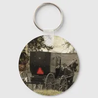 Amish Horse and Buggy Sepia Postcard Digital Art Keychain