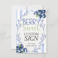 Berry Sweet Custom Pink Blueberry  Sign  Invitation