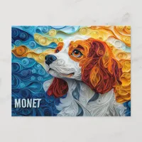 King Charles Paper Quilling Art Dog Portrait Postcard