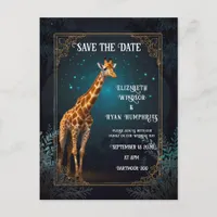 Elegant Pink Giraffe Wedding Invitation Photo   Postcard