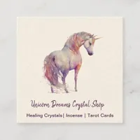 Unicorn Watercolor Square Business Card