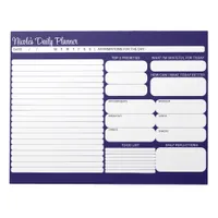 Chic Modern Navy Blue Daily Planner To-Do List Notepad