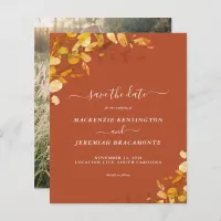 Budget Burnt Orange Botanical Photo Save the Date