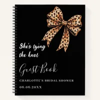 Guest book bridal shower black leopard bow knot