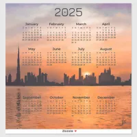 2025 calendar - Sunset over a seaside town Sticker