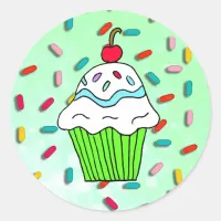 Chocolats Cupcake with Candy Sprinkles Classic Round Sticker