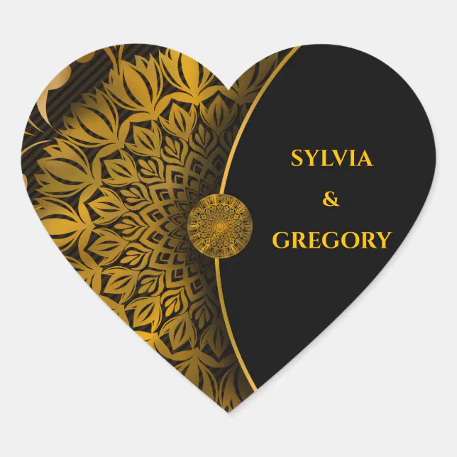 Traditional mandala classic elegant luxury wedding heart sticker